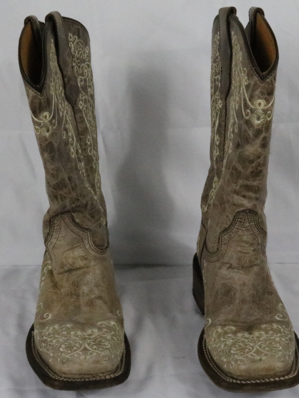 CORRAL Girl's Brown Embroidery Square Toe Cowboy Boots (A2980-TN)